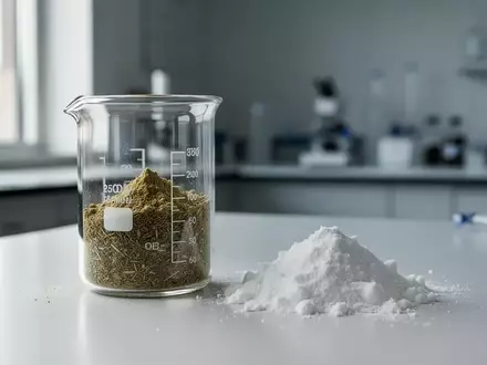 Nahaufnahme von Nahrungsergänzungsmitteln in Pulverform und Kollagen in einem modernen Laborumfeld. - Foto: über boerse-global.de