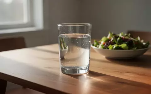 Ein klares Glas Wasser auf einem Holztisch in einer hellen, minimalistischen Umgebung. - Foto: über boerse-global.de