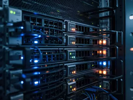 Nahaufnahme von blinkenden Server-LEDs in einem modernen Rechenzentrum bei gedimmtem Licht. - Foto: über boerse-global.de