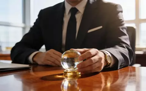 Ein Geschäftsmann hält ein gläsernes Objekt auf einem Schreibtisch in einem hellen, modernen Büro. - Foto: über boerse-global.de