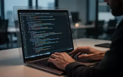 Ein Softwareentwickler arbeitet an einem Laptop in einem modern eingerichteten Büro mit Fokus auf den Programmcode. - Foto: über boerse-global.de