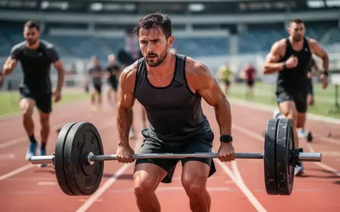 Athleten bei einem funktionalen Fitness-Wettkampf auf einer Stadionlaufbahn während einer Übung mit Gewichten. - Foto: über boerse-global.de