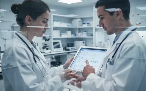 Ein medizinischer Forscher wertet in einem hellen, modernen Labor klinische Studiendaten an einem Tablet aus. - Foto: über boerse-global.de