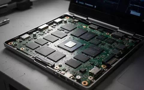 Nahaufnahme einer Laptop-Hauptplatine mit detaillierten Speicher-Chips und Mikroprozessoren. - Foto: über boerse-global.de