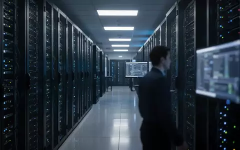 Ein moderner Serverraum mit dunklen Serverschränken und bläulicher Beleuchtung in einer professionellen IT-Umgebung. - Foto: über boerse-global.de