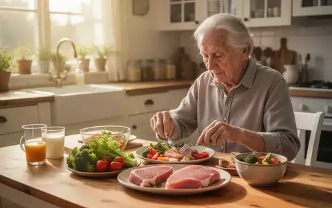 Eine ältere Person bereitet in einer hellen Küche eine nährstoffreiche Mahlzeit mit frischen Zutaten zu. - Foto: über boerse-global.de