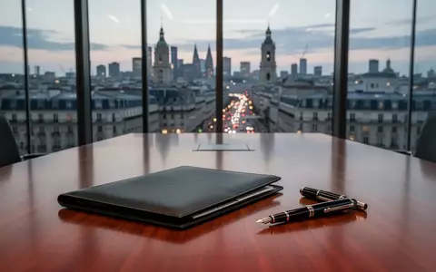 Ein leerer Konferenztisch in einem modernen Bürogebäude mit Blick auf eine europäische Skyline bei Dämmerung. - Foto: über boerse-global.de