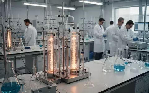 Ein modernes Labor für Wasserstofftechnologie mit Forschungsausrüstung und Wissenschaftlern im Hintergrund. - Foto: über boerse-global.de