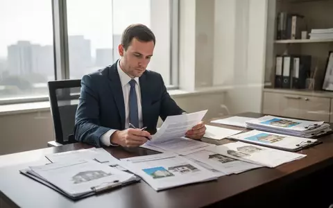 Steuerberater bei der Prüfung von Unterlagen zu Immobilien und Vermögensübertragungen in einem modernen Büro. - Foto: über boerse-global.de