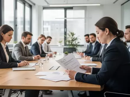 Ein Team von Mitarbeitern in einem modernen, hellen Büro während einer professionellen Besprechung an einem Konferenztisch. - Foto: über boerse-global.de