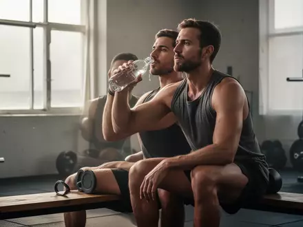 Ein erschöpfter Athlet ruht sich nach dem Training auf einer Holzbank in einem minimalistischen Fitnessstudio aus. - Foto: über boerse-global.de