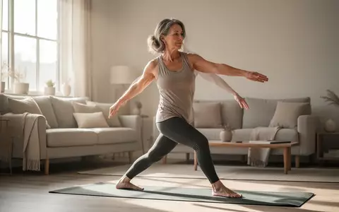 Eine Frau führt achtsame Yogaübungen in einem hellen, sonnendurchfluteten Raum aus, um ihre körperliche Gesundheit zu fördern. - Foto: über boerse-global.de