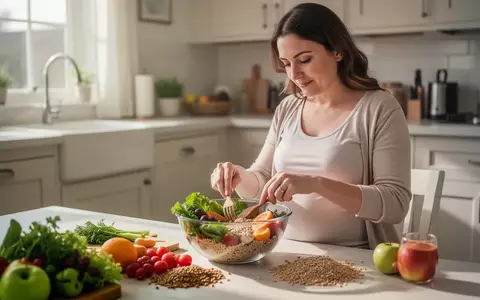 Eine schwangere Frau bereitet in einer hellen Küche eine gesunde Mahlzeit mit frischem Gemüse und Obst zu. - Foto: über boerse-global.de