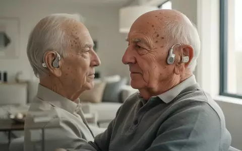 Ein älterer Mann mit einem unauffälligen Hörgerät hinter dem Ohr sitzt nachdenklich in einem hellen Wohnzimmer. - Foto: über boerse-global.de