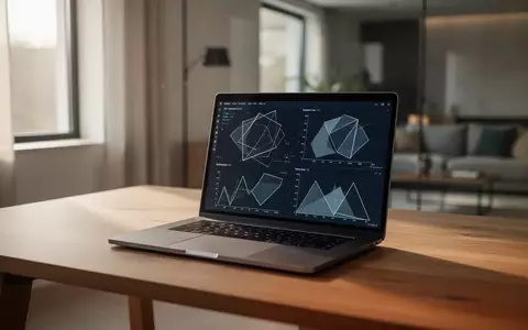Ein moderner Laptop auf einem Schreibtisch in einem hellen Arbeitszimmer, der Datenvisualisierungen darstellt. - Foto: über boerse-global.de