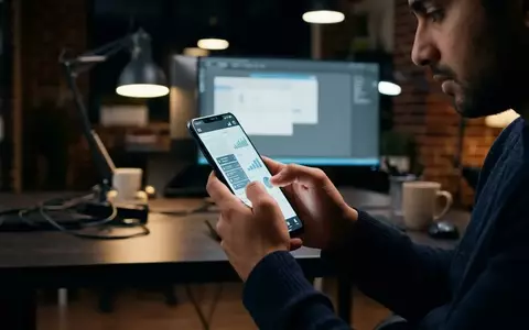 Eine Nahaufnahme eines Smartphones in einer Hand, das in einer professionellen Büroumgebung gehalten wird. - Foto: über boerse-global.de