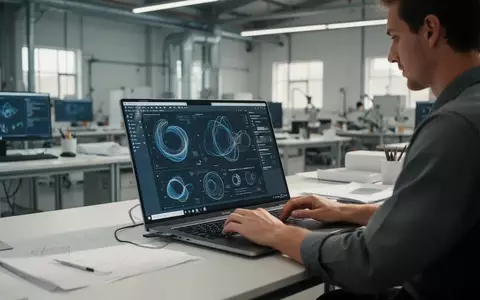 Ein Designer arbeitet an einem Laptop in einem modernen, hellen Büro an einem digitalen Relaunch-Projekt. - Foto: über boerse-global.de