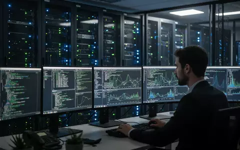Ein Cybersicherheitsexperte arbeitet in einem modernen Serverraum an der Analyse von Netzwerkverkehr und Code. - Foto: über boerse-global.de
