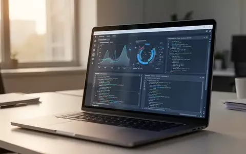 Ein moderner Büroarbeitsplatz mit einem Laptop, auf dem eine professionelle Software-Oberfläche zur Datenanalyse zu sehen ist. - Foto: über boerse-global.de
