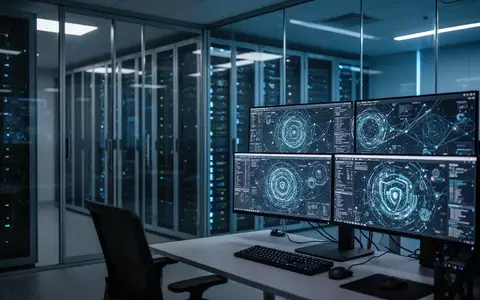 Moderne Serverumgebung und Arbeitsplatz mit Datenvisualisierungen zur Cybersicherheit in einem Unternehmen. - Foto: über boerse-global.de