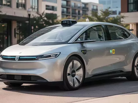 Ein futuristisches, lenkradloses Cybercab-Robotaxi parkt an einer modernen Straße in Austin, Texas. - Foto: über boerse-global.de