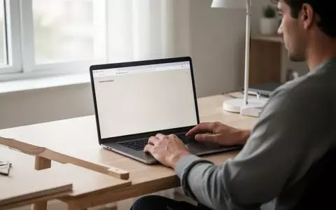 Person an einem Laptop an einem modernen Schreibtisch in einem hellen Büro. - Foto: über boerse-global.de