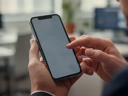 Nahaufnahme einer Person, die ein Smartphone in der Hand hält, während sie den Bildschirm betrachtet. - Foto: über boerse-global.de