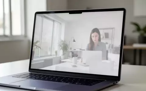 Ein moderner Laptop mit verschwommenem Bildschirm in einem hellen, professionellen Büro bei natürlichem Tageslicht. - Foto: über boerse-global.de