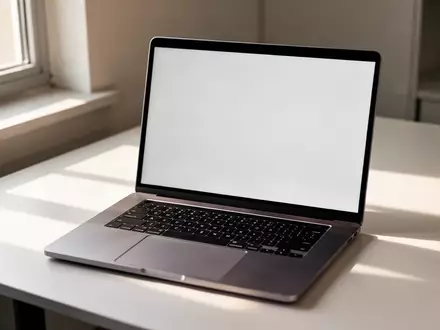 Ein moderner, minimalistischer Arbeitsplatz mit einem Laptop auf einem Schreibtisch bei natürlichem Licht. - Foto: über boerse-global.de
