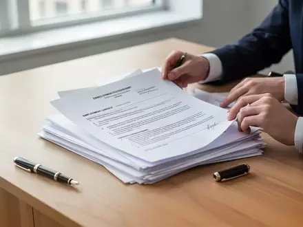 Ein professioneller Schreibtisch mit juristischen Unterlagen und Arbeitsverträgen in einem hellen Büro. - Foto: über boerse-global.de