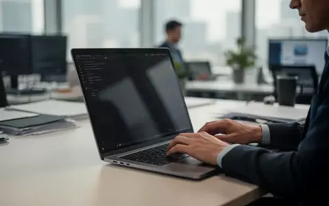 Eine Person arbeitet an einem Laptop in einer modernen Büroumgebung. - Foto: über boerse-global.de