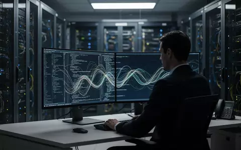 Ein Sicherheitsanalyst arbeitet an einem Computer in einem Serverraum, um Cyberangriffe und Identitätsdiebstahl zu untersuchen. - Foto: über boerse-global.de