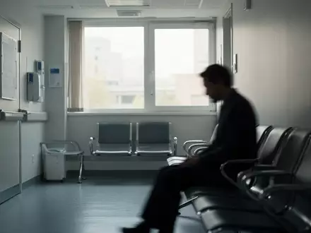 Ein unscharfer Blick in einen modernen, sterilen Warteraum einer Klinik, der ein Gefühl von Vorsicht und Wachsamkeit vermittelt. - Foto: über boerse-global.de