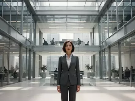 Eine professionelle Managerin in einem modernen Bürogebäude, symbolisch für Lohngerechtigkeit und Unternehmenskultur. - Foto: über boerse-global.de