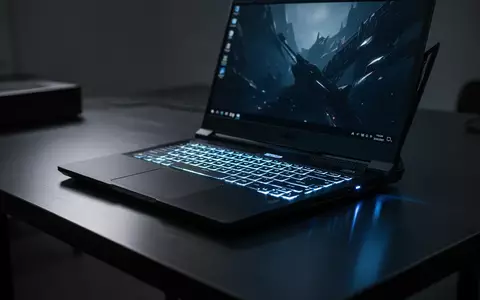 Ein aufgeklapptes High-End Gaming-Notebook auf einem dunklen Schreibtisch, beleuchtet durch das sanfte Licht der Tastatur. - Foto: über boerse-global.de