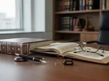 Ein aufgeschlagenes Gesetzbuch und ein Füllfederhalter auf einem Schreibtisch in einer Anwaltskanzlei. - Foto: über boerse-global.de