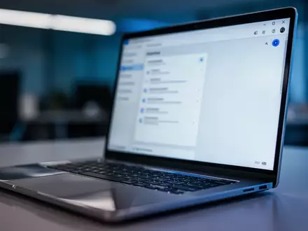 Ein moderner Laptop in einer professionellen Büroumgebung, bei dem der Fokus auf dem Gehäuse liegt, während der Bildschirm unscharf ist. - Foto: über boerse-global.de