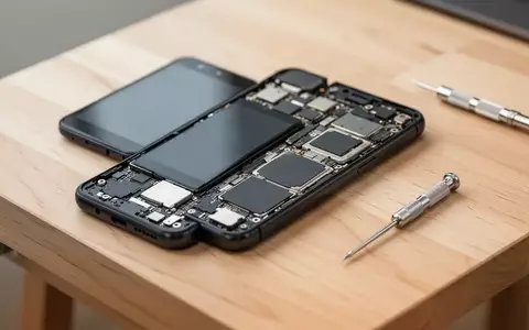 Ein teilweise zerlegtes Fairphone auf einem Werkbank-Tisch, das die modulare Bauweise und interne Komponenten zeigt. - Foto: über boerse-global.de