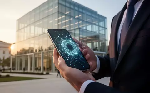 Ein Geschäftsmann hält ein Smartphone mit digitalen Datenmustern vor einem modernen Bürogebäude in Washington D.C. - Foto: über boerse-global.de