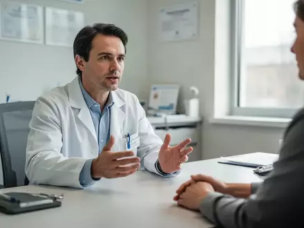 Arzt im Gespräch mit einem Patienten in einer modernen medizinischen Praxis. - Foto: über boerse-global.de