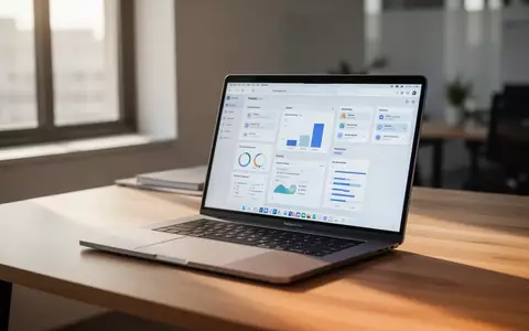 Ein moderner, aufgeräumter Arbeitsplatz mit einem Laptop auf einem Holztisch bei natürlichem Licht. - Foto: über boerse-global.de