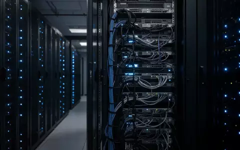 Modernes Server-Rechenzentrum mit leuchtenden LED-Anzeigen in einer professionellen IT-Infrastruktur. - Foto: über boerse-global.de
