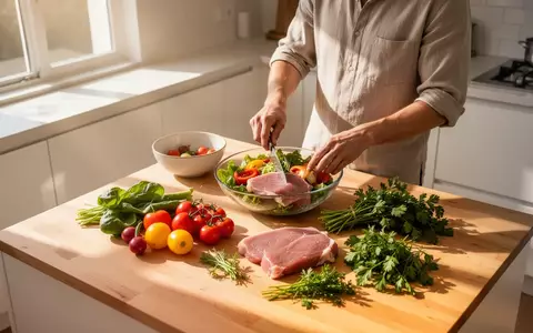 Eine Person bereitet in einer hellen, modernen Küche eine gesunde Mahlzeit aus frischem Gemüse und hochwertigen Zutaten zu. - Foto: über boerse-global.de