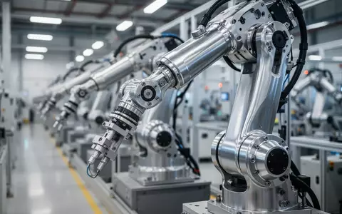 Ein moderner Roboterarm in einer hochtechnologischen Fertigungshalle während des Montageprozesses. - Foto: über boerse-global.de