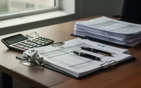 Ein Schreibtisch in einem kleinen Büro mit einem Taschenrechner und Finanzunterlagen bei natürlichem Tageslicht. - Foto: über boerse-global.de