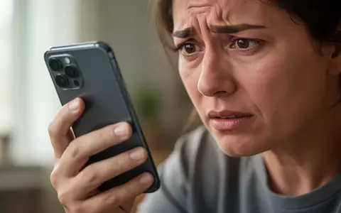 Nahaufnahme einer Person, die ein Smartphone in der Hand hält und besorgt auf den Bildschirm schaut. - Foto: über boerse-global.de