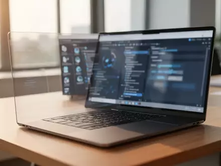 Ein moderner, aufgeräumter Büroarbeitsplatz mit einem Laptop, der eine professionelle Softwareoberfläche anzeigt. - Foto: über boerse-global.de