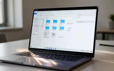 Ein moderner Laptop-Bildschirm zeigt einen aufgeräumten Datei-Explorer auf dem Windows-Desktop in einer hellen Büroumgebung. - Foto: über boerse-global.de