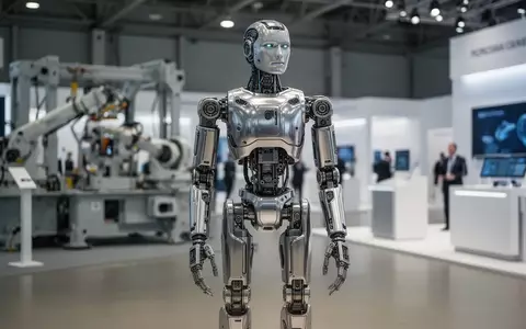 Ein humanoider Roboter auf der Ausstellungsfläche der World Robot Conference in Peking. - Foto: über boerse-global.de