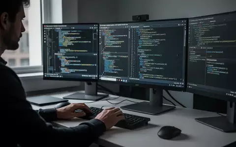 Ein Softwareentwickler arbeitet an einem modernen Arbeitsplatz an komplexem Programmcode. - Foto: über boerse-global.de
